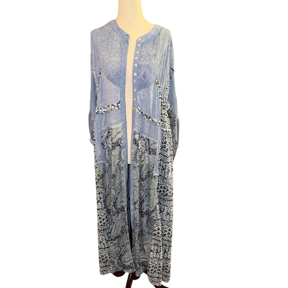 Free People Blue Patchwork Maxi Duster Dress - Picture 4 of 9